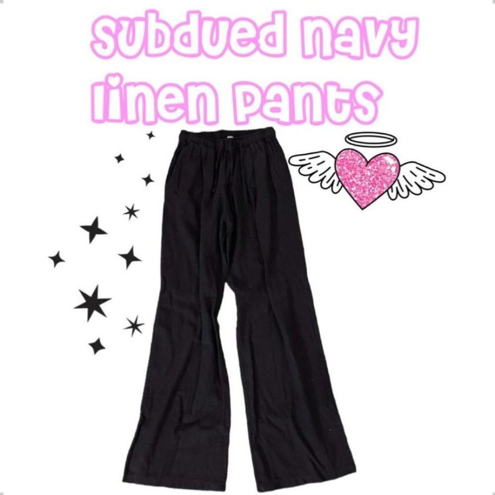 Navy Subdued linen pants